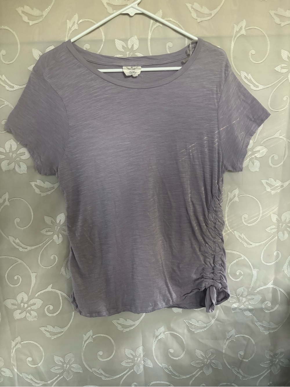 One Step Ahead Lavender Short-Sleeve Ruched Side Tee